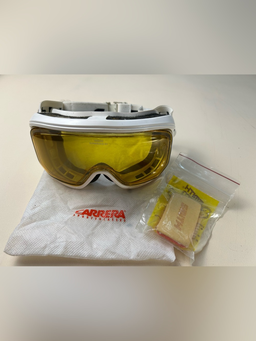 Carrera White Snow Goggles with Yellow Lens